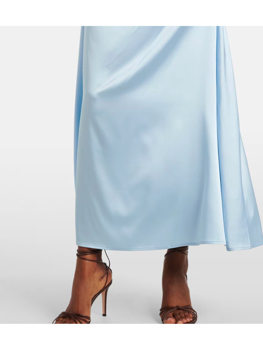 NWT STAUD Blue Satin Phare Stretch Designer Bridal Wedding Silk Midi Dress 8 - Picture 6 of 9